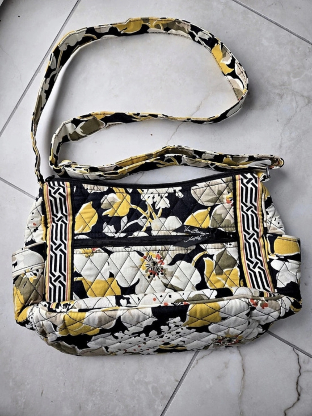 Vera Bradley Crossbody Bag in Yellow, Black &white